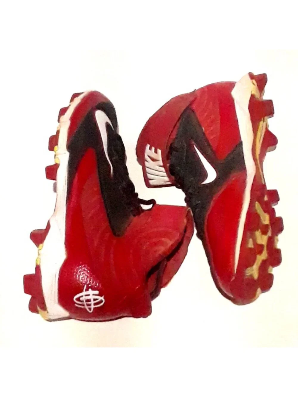 Nike Apha Huarache Football Cleat 634625-016 Men 6.5 Red Black Leather
